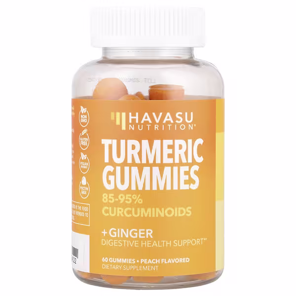 Havasu Nutrition, Turmeric + Ginger Gummies, Peach, 60 Gummies