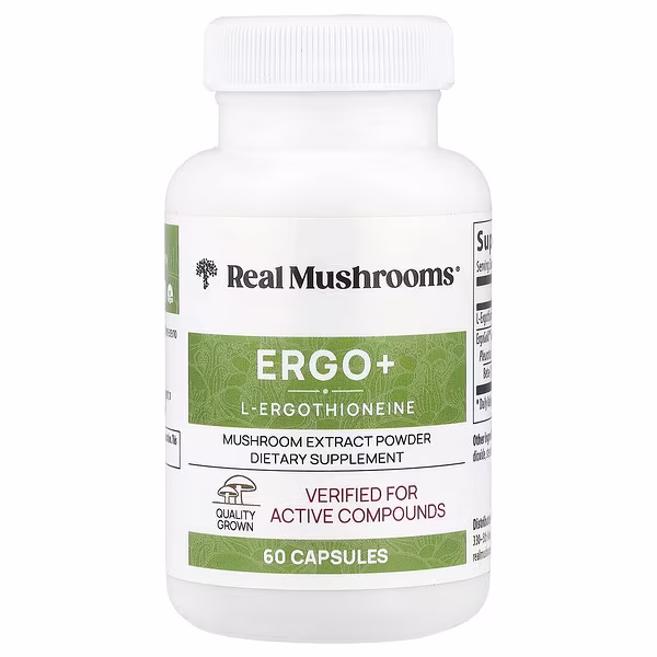 Real Mushrooms, ERGO + L-Ergothioneine, 60 Capsules