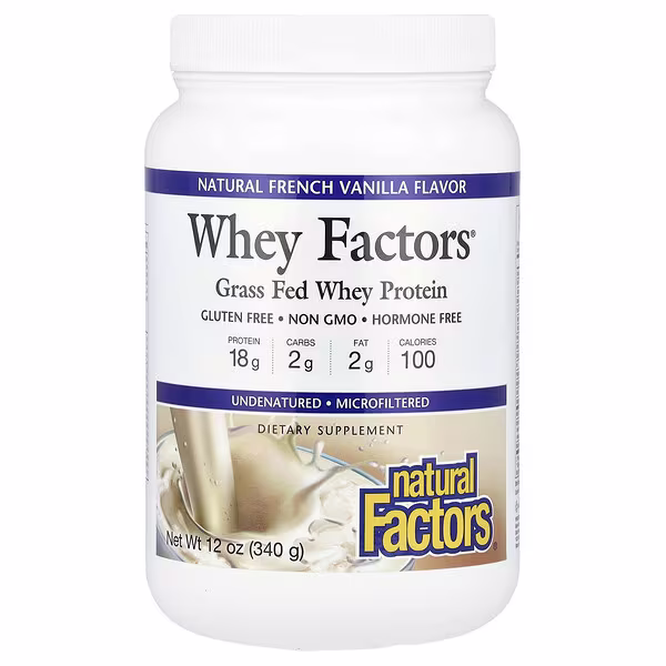 Natural Factors, Whey Factors, Grass Fed Whey Protein, Natural French Vanilla, 12 oz (340 g)