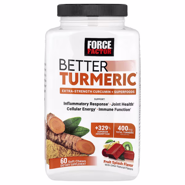 Force Factor, Better Turmeric®, Curcumin + Superfoods, Fruit Splash, 60 Soft Chews