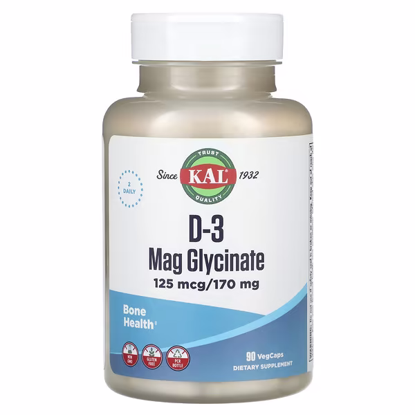 KAL, D-3 Mag Glycinate, 90 VegCaps