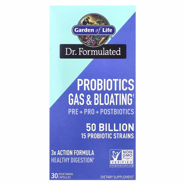 Garden of Life, Probiotics Gas & Bloating, 50 Billion, 30 Vegetarian Capsules