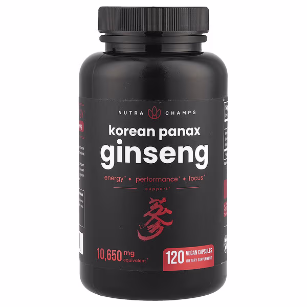 NutraChamps, Korean Panax Ginseng, 120 Vegan Capsules (532.5 mg Capsule Each)
