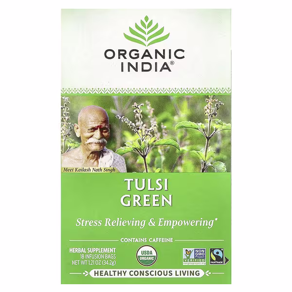 Organic India, Tulsi Green Tea, 18 Infusion Bags, 1.21 oz (34.2 g)