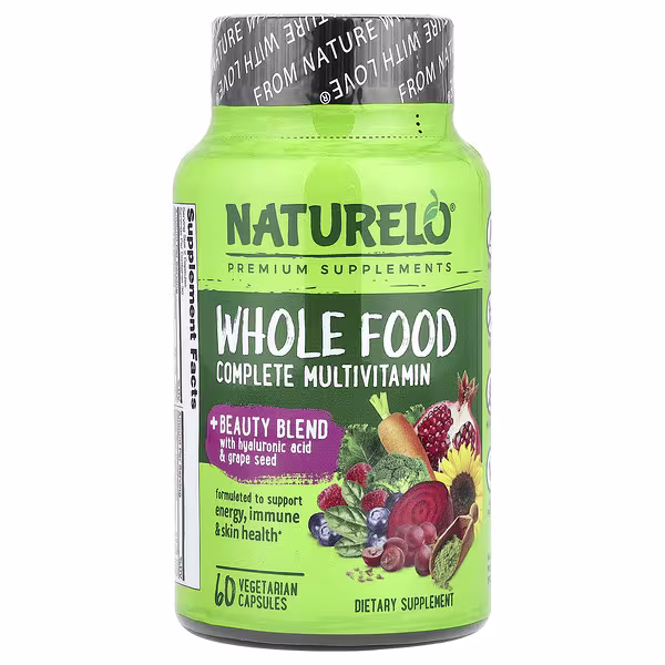 NATURELO, Whole Food Complete Multivitamin + Beauty Blend, 60 Vegetarian Capsules