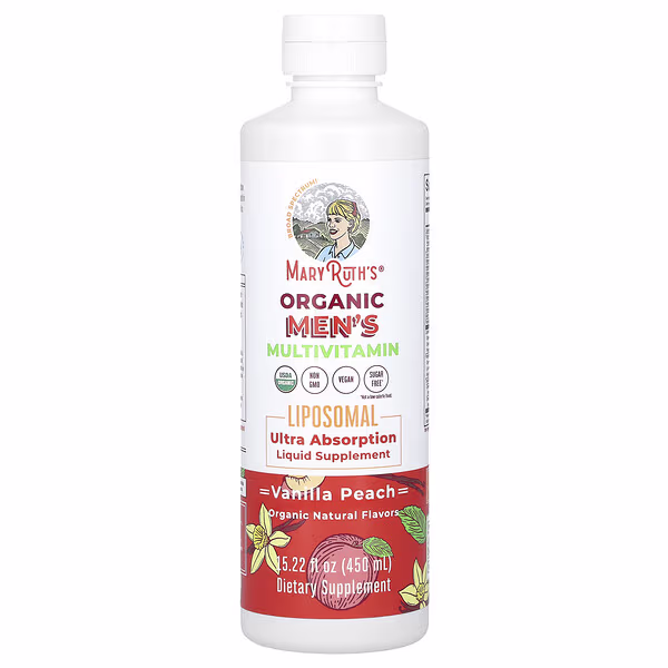 MaryRuth's, Organic Men's Multivitamin Liposomal, Vanilla Peach, 15.22 fl oz (450 ml)