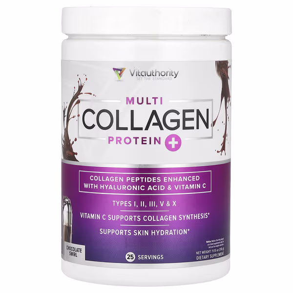 Vitauthority, Multi Collagen Protein+, Chocolate Swirl, 11.15 oz (316 g)