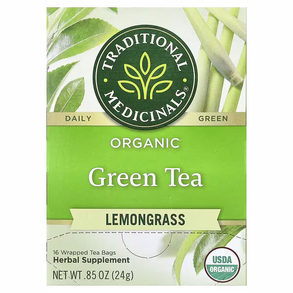 Traditional Medicinals, Organic Green Tea, Lemongrass, 16 Wrapped Tea Bags, 0.85 oz (24 g)