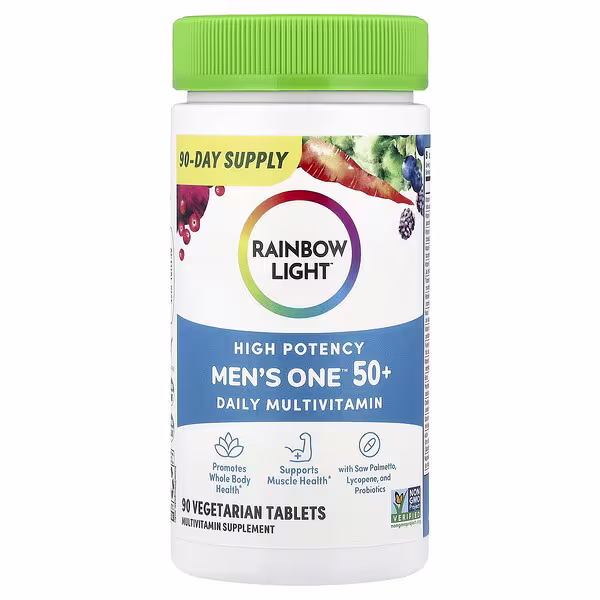 Rainbow Light, Men's One™ 50+ Daily Multivitamin, High Potency, 90 Vegetarian Tablets