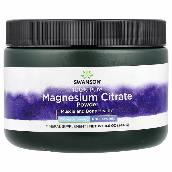 Swanson, 100% Pure Magnesium Citrate Powder, Unflavored, 8.6 oz (244 g)