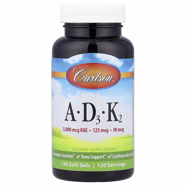 Carlson, Vitamins A - D3 - K2, 120 Soft Gels