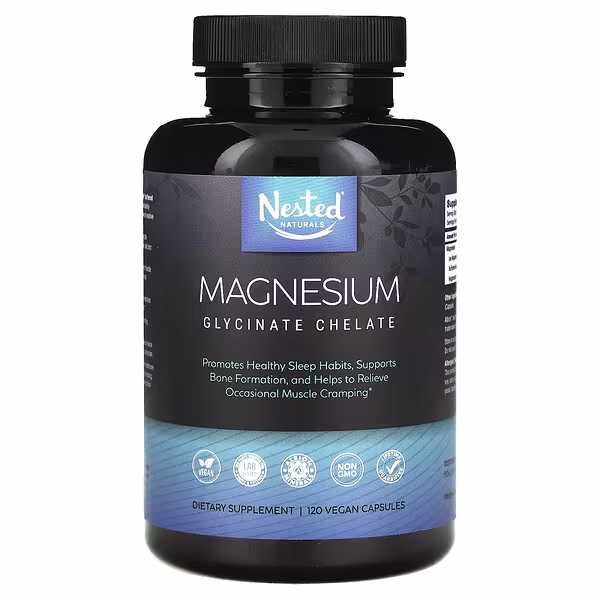Nested Naturals, Magnesium, Glycinate Chelate, 120 Vegan Capsules (100 mg per Capsule)