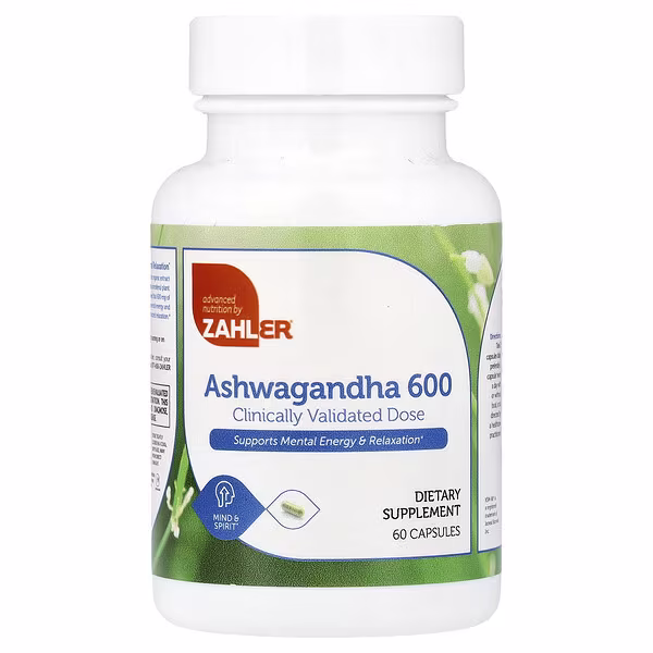 Zahler, Ashwagandha 600, Clinically Validated Dose, Supports Mental Energy & Relaxation, 60 Capsules (300 mg per Capsule)