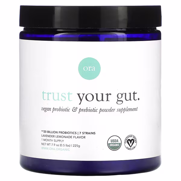 Ora, Trust Your Gut, Vegan Probiotic & Prebiotic Powder, Lavender Lemonade, 20 Billion, 7.9 oz (225 g)
