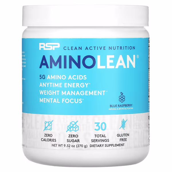 RSP Nutrition, AminoLean, Blue Raspberry, 9.52 oz (270 g)