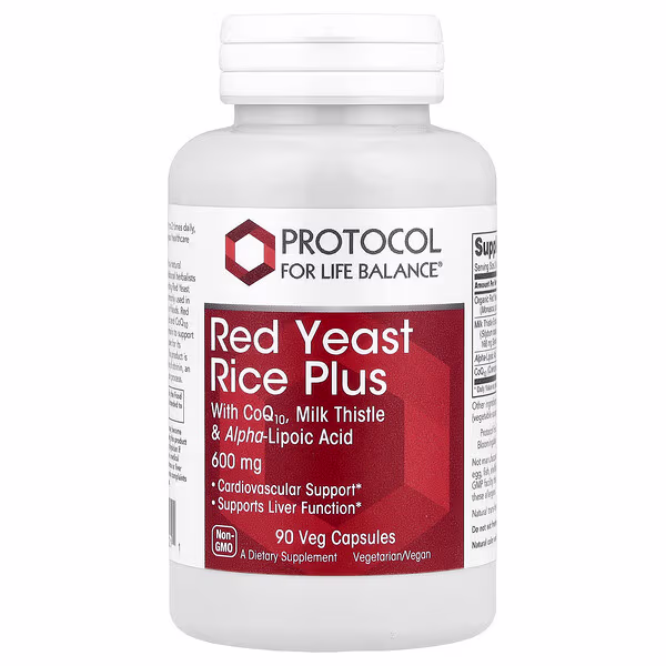 Protocol for Life Balance, Red Yeast Rice Plus with CoQ10, Milk Thistle & Alpha-Lipoic Acid, 90 Veg Capsules