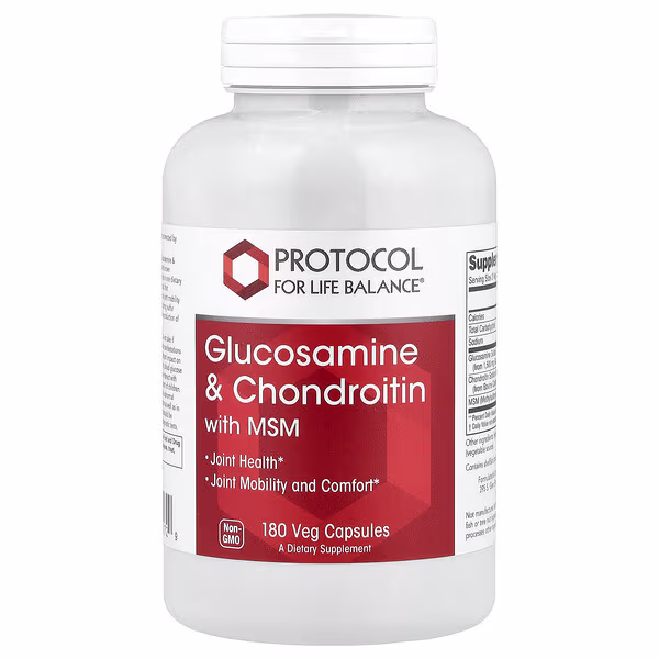 Protocol for Life Balance, Glucosamine & Chondroitin with MSM, 180 Veg Capsules