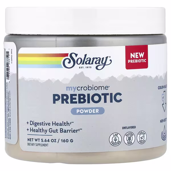 Solaray, Mycrobiome® Prebiotic Powder, Unflavored, 5.64 oz (160 g)