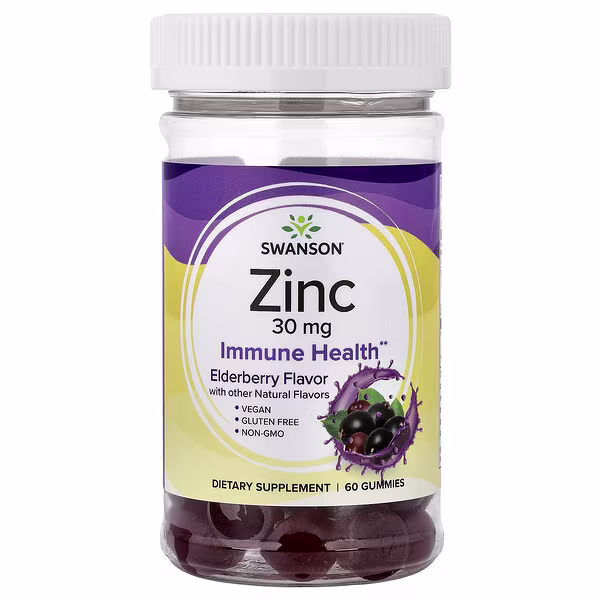 Swanson, Zinc Gummies, Elderberry , 60 Gummies (15 mg per Gummy)