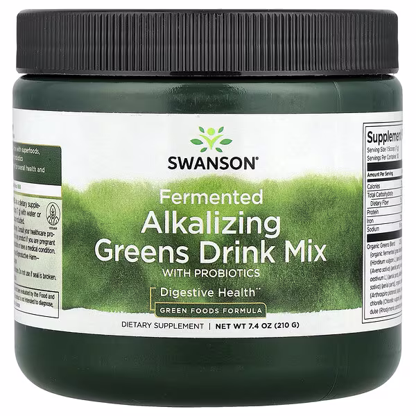 Swanson, Fermented Alkalizing Greens Drink Mix with Probiotics, 7.4 oz (210 g)