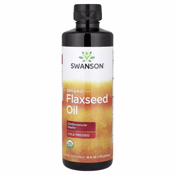Swanson, Organic Flaxseed Oil, 16 fl oz (473 ml)