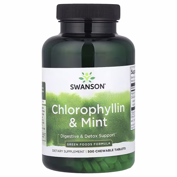 Swanson, Chlorophyllin & Mint, 500 Chewable Tablets
