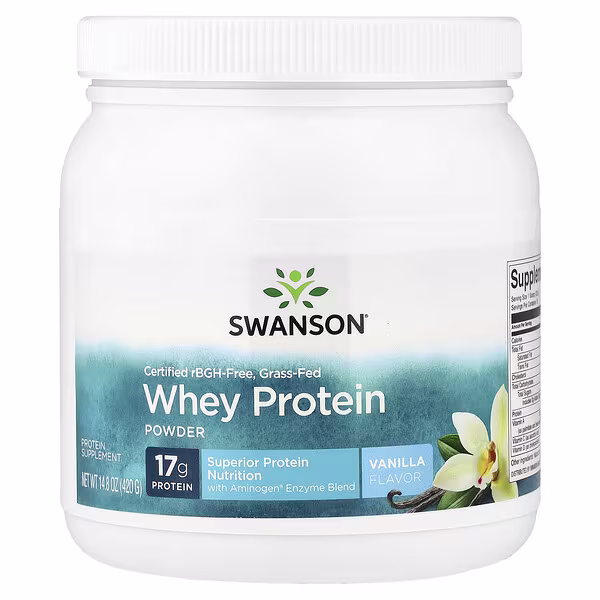 Swanson, Certified rBGH-Free, Grass-Fed Whey Protein Powder, Vanilla, 14.8 oz (420 g)