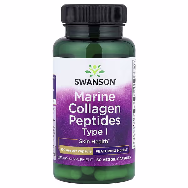 Swanson, Marine Collagen Peptides Type 1, 500 mg, 60 Veggie Capsules