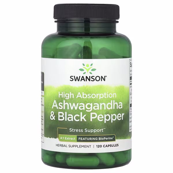 Swanson, High Absorption Ashwagandha & Black Pepper, 120 Capsules
