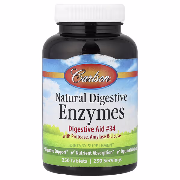 Carlson, Natural Digestive Enzymes with Protease, Amylase & Lipase, 250 Tablets