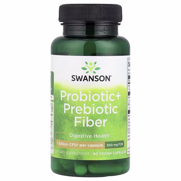 Swanson, Probiotic + Prebiotic Fiber, 60 Vegan Capsules