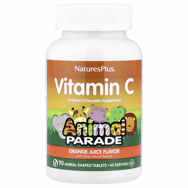 NaturesPlus, Animal Parade®, Vitamin C, Orange Juice, 90 Animal-Shaped Tablets