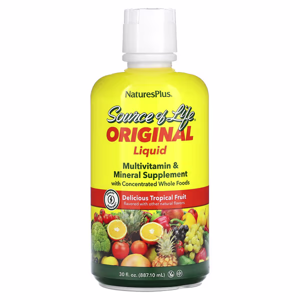 NaturesPlus, Source of Life, Liquid Multivitamin & Mineral Supplement, Tropical Fruit, 30 fl oz (887.10 ml)
