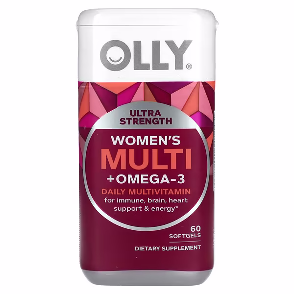 OLLY, Women's Multi + Omega-3, Daily Multivitamin, Ultra Strength, 60 Softgels