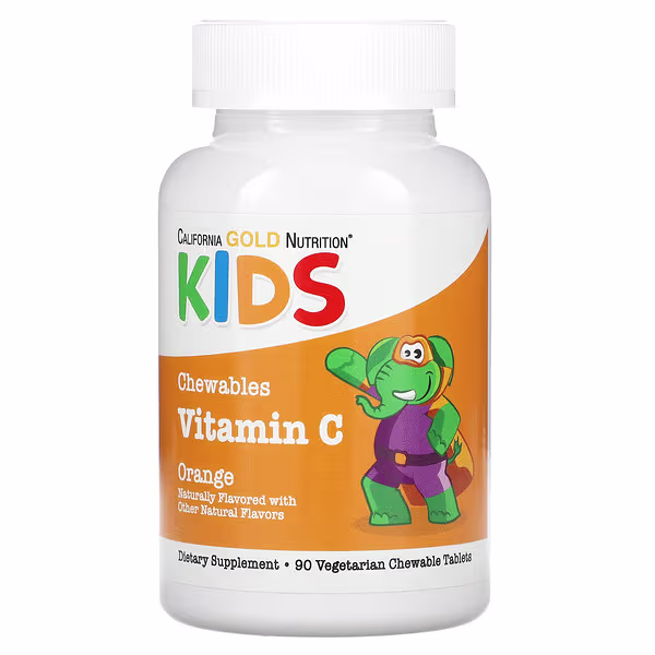 California Gold Nutrition, Chewable Vitamin C with Bioflavonoid Complex for Children, Orange, 90 Vegetarian Tablets