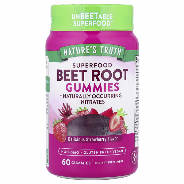 Nature's Truth, Superfood Beet Root Gummies, Delicious Strawberry, 60 Gummies