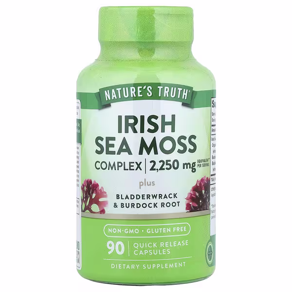 Nature's Truth, Irish Sea Moss Complex Plus Bladderwrack & Burdock Root, 90 Quick Release Capsules