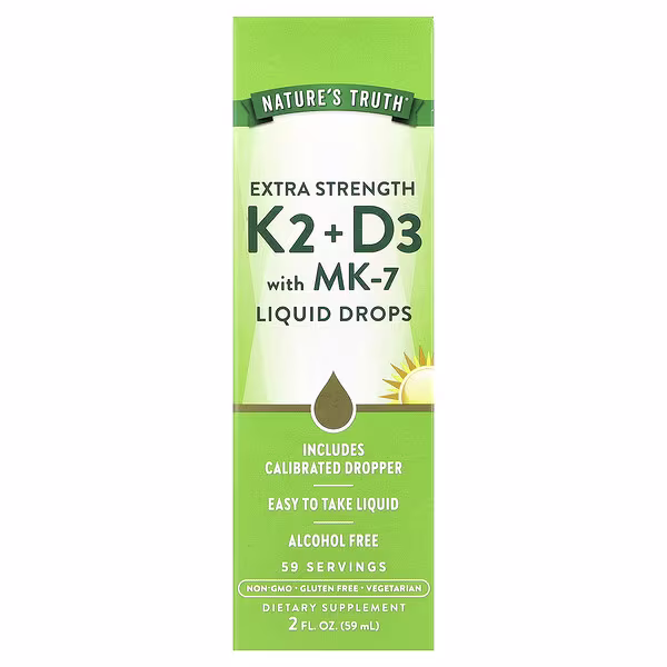 Nature's Truth, K2 + D3 with MK-7 Liquid Drops, 2 fl oz (59 ml)