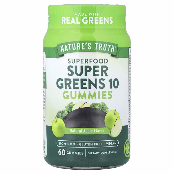 Nature's Truth, Superfood, Super Greens 10 Gummies, Natural Apple, 60 Gummies