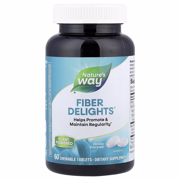 Nature's Way, Fiber Delights®, Vanilla, 60 Chewable Tablets (2.2 g per Tablet)