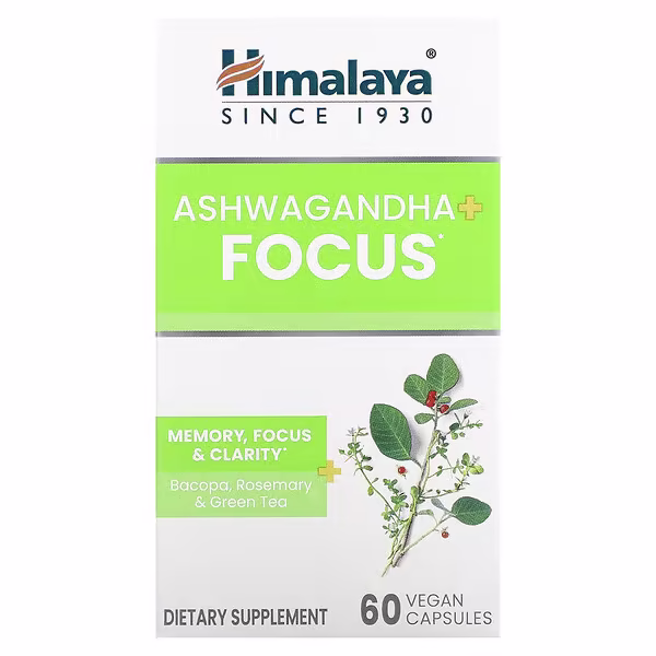 Himalaya, Ashwagandha + Focus , 60 Vegan Capsules