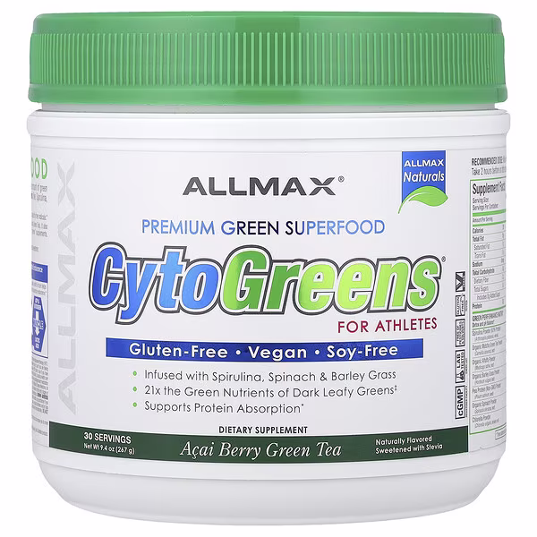 ALLMAX, CytoGreens®, Premium Green Superfood For Athletes, Acai Berry Green Tea, 9.4 oz (267 g)