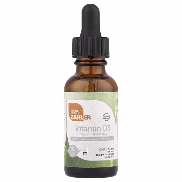 Zahler, Vitamin D3, Advanced D3 Formula, 125 mcg (5,000 IU), 1 fl oz (30 ml)