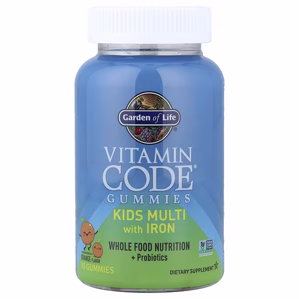 Garden of Life, Vitamin Code® Gummies, Kids Multi with Iron, Orange, 90 Gummies