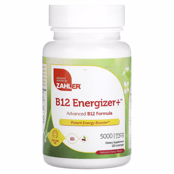 Zahler, B12 Energizer+, Advanced B12 Formula, Natural Cherry, 5,000 mcg, 120 Lozenges