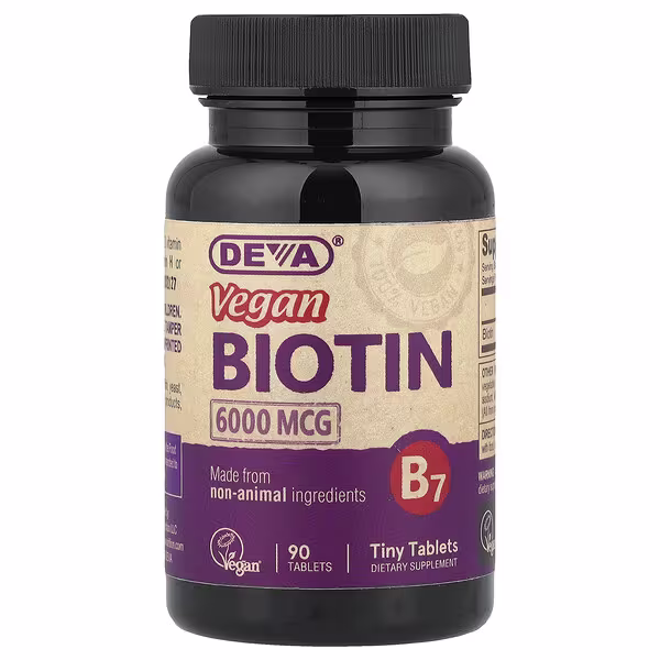 Deva, Vegan Biotin, 6000 mcg, 90 Tablets