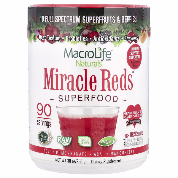 Macrolife Naturals, Miracle Reds®, Superfood, Goji, Pomegranate, Acai, Mangosteen, 30 oz (850 g)