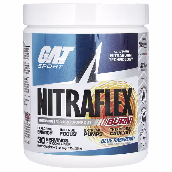 GAT, Sport, NITRAFLEX Burn, Blue Raspberry, 7.23 oz (204.9 g)