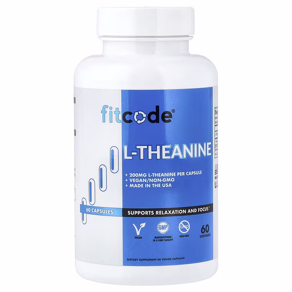 fitcode, L-Theanine, 200 mg, 60 Veggie Capsules