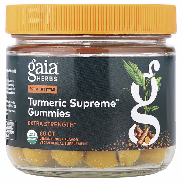 Gaia Herbs, Turmeric Supreme® Gummies, Lemon Ginger, 60 Gummies